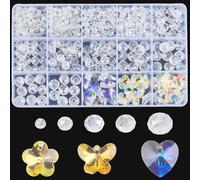 SUNNYCLUE 525 pz Lampada Cristalli Prismi Acchiappasole Prisma Arcobaleno Creatore Vetro RonDellse Cuore Farfalla Perline Ciondoli Lampadario Perline di Cristallo Ornamento Appeso per Casa Stanza Inte