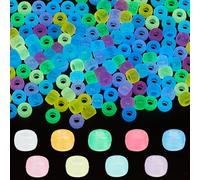 SUNNYCLUE 540 pezzo di Perline Pony 6x9 mm Perline Fosforescenti Sfuse Rosa Blu Bianco Viola Opaco Luminoso Leggero Plastica Treccia per Capelli per Creazione di Gioielli Kit di Perline Braccialetti D