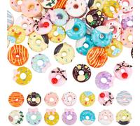SUNNYCLUE 56 pz 14 stili Ciambella Cabochon Ciambella Ciondoli In Resina 3d Carino Mini Ciambelle Dessert Biscotti Dolci Cabochon con Retro Piatto Sfuso per Creazione di Gioielli Scrapbooking Abbellim