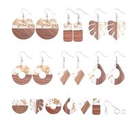 SUNNYCLUE 6 Paia Resina Legno Ciondola Orecchino Goccia Making Starter Kit Rotondo Rettangolo Foglia Gioielli Pendenti Forniture per Donne Ragazze Principianti, Platino