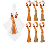 SUNNYCLUE 6 set di Anelli per Tovaglioli con Perline di Legno Porta Tovaglioli per Il Ringraziamento Fibbia per Tovaglioli Autunnali Foglia D'Acero Perline di Legno Porta Tovaglioli per Matrimonio Cas