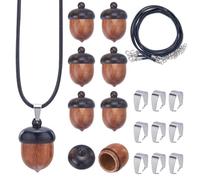 SUNNYCLUE 6 set Scatola di Ghianda In Legno Kit per Creazione di Collane Ciondoli di Ghianda In Legno Da Viaggio In Wood Autunno Natale Fascino di Acorn In Wood Fascino di Dado