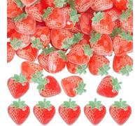 SUNNYCLUE 60 pz. Cabochon di Fragole Ciondoli In Resina di Frutta Sfusi con Retro Piatto Rossi 3D Frutti Fragole Piccole Decorazioni Cabochon Ciondoli per Fai Da Te Artigianato Creazione d