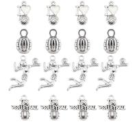 SUNNYCLUE 64 Pezzi Ciondoli Da Pallavolo Sportivi Stile Tibetano in Argento Antico - Perline A Sfera 3D Da Gioco