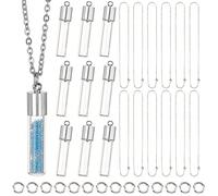 SUNNYCLUE 64PCS Kit per La Creazione di Collana di Fiale Ciondoli per Fiale A Clessidra Fatti A Mano con Tappo A Vite in Vetro Trasparente Ciondoli per Bottiglie Collana A Catena e Anelli di Salto