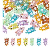 SUNNYCLUE 70 pz 7 stili Ciondoli A Forma di Gatto Che Si Illuminano Al Buio Ciondoli In Resina Luminosa Mini Animali A Forma di Gatti Ciondoli Ornamentali per La Creazione di Gioielli Collane Orecchin