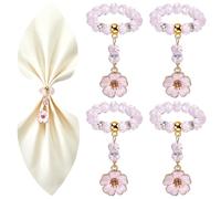 SUNNYCLUE 8 Set di Anelli per Tovaglioli A Forma di Fiore Anelli per Tovaglioli Fibbia per Tovaglioli Perline di Vetro Rosa Romantiche per San valentinos Anello per Tovaglioli con Perline d'Amore per