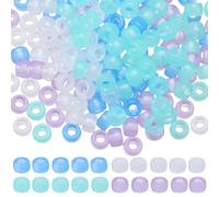 SUNNYCLUE 800 pz Perline Pony Bulk 6x9mm Perline Pony Glow In The Dark Perline Pony Luminose In Plastica Blu Viola Treccia Opaca Perline Distanziatrici Sciolte Braccialetti Dell'Amicizia Perline per G