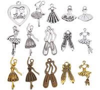 SUNNYCLUE 84 Pezzi Ciondoli Ballerina Stile Tibetano con Scarpa da Balletto, Cuore Vuoto I Love Ballet Bowknot per Gioielli e Abiti