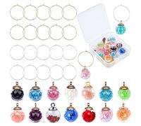 SUNNYCLUE Charms per Bicchieri Da Vino Etichette per Bicchieri Da Vino Marcatori Con 14 pezzo di Perle di Vetro E 20 pezzi di Orecchini A Cerchio Risultati per Bomboniere Riunione di Famiglia