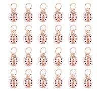 SUNNYCLUE Ciondoli Coccinella 30 Pezzi - Insetto Strass Rosa Coleotteri Animali per Creazione di Gioielli Fortunati - Bulk Fascino Adult