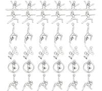 SUNNYCLUE Ciondoli Ginnasta 120 Pezzi 6 Stili Argento Lega Atleta Tibetano Sportivo