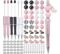 SUNNYCLUE Fai Da Te 12 set Kit di Penne con Perline Penne con Perline di Plastica Mucca Penne con Perline Assortite Perline di Legno Perline con Strass Distanziatori Penne A Sfera con Perline per Inse