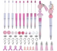 SUNNYCLUE Fai Da Te 12 set Set di Penne Perline Ottobre Cancro Al Seno Rosa Nastro di Consapevolezza Tema Perline Penna A Sfera Penne Perline Penna Perline Sfusa per Donne Regali per Adulti Artigianat