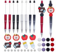SUNNYCLUE Fai-Da-Te 8 set Penna Perline con Perline Insegnante di Scuola Perline Focali In Silicone Kit per Creazione di Penne per Perline Carino Penne con Perline Forniture Penna A Sfera con Inchiost