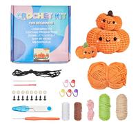 SUNNYCLUE Kit All'Uncinetto di Halloween Kit di Avviamento All'Uncinetto Zucca Del Ringraziamento All'Uncinetto con Istruzioni Video Passo Dopo Passo Kit All'Uncinetto per Principianti Adulti Donne Re
