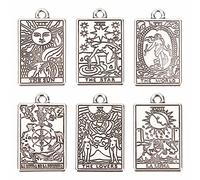 SUNNYCLUE Scatola 36 Pezzi Ciondoli Tarocchi Ciondolo Rettangolo Lega Metallo ouijas Protezione Amuleto Ciondoli Carta Tarocchi Sole per Creazione di Gioielli Collana con Ciondoli