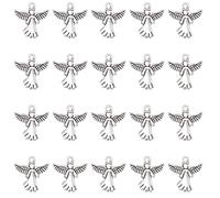 SUNNYCLUE Scatola di Ciondoli Natalizi Sfusi Angelo Pendenti con Ciondoli A Doppia Faccia per La Creazione di Gioielli In Stile Tibetano Ciondolo Fata Sfuso Argento Antico 0.79 pollici 20 mm Orecchini