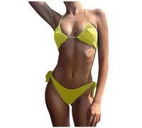 SunnyDay Candy Color Costume bikini trasparente ma senza strisce abbronzanti, traspirante, design a vita alta, giallo., XXX-Large