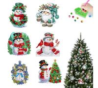 SunnyHenry 5/6/8 Pezzi Diamond Painting Ornamenti Natalizi, Addobbi Natalizi da Appendere per Albero Fai da Te, Decorazioni Natalizie Diamond Painting per Albero Natale (6 Pezzi Pupazzi di neve B)