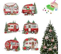 SunnyHenry 5/6 Pezzi Diamond Painting Ornamenti Natalizi, Addobbi Natalizi da Appendere per Albero Fai da Te, Decorazioni Natalizie Diamond Painting per Albero di Natale (6 Pezzi Auto di Natale)