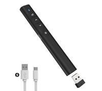 SunnyOcean Presenter Wireless Ricaricabile, Puntatore Presenter per Presentazione Powerpoint da 2,4GHz, Telecomando Presentazioni Powerpoint per Computer Laptop Mac (Nero)