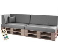 sunnypillow Cuscini impermeabile per pallet da esterno - Set da 6 - Cuscini per divano in pallet per casa e giardino - Cuscini per pallet con rivestimento sfoderabile - schienale & seduta, grigio