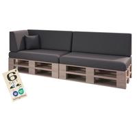 sunnypillow Cuscini impermeabile per pallet da esterno - Set da 6 - Cuscini per divano in pallet per casa e giardino - Cuscini per pallet con rivestimento sfoderabile - schienale & seduta, antracite