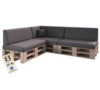 sunnypillow Cuscini impermeabile per pallet da esterno, Set da 8, antracite | Cuscini per divano in pallet per casa e giardino - Cuscini per pallet con rivestimento sfoderabile - schienale & seduta