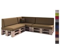 sunnypillow Cuscini per pallet da esterno - Set da 8 - Cuscini per divano in pallet per casa e giardino - Cuscini per pallet con rivestimento sfoderabile per europallet - schienale & seduta - marrone
