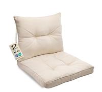 sunnypillow Cuscino Impermeabile per Mobili da Giardino in Rattan - Set di 2 pezzi: Seduta 50 x 50 cm + Schienale 50 x 40 cm - Resistente ai Raggi UV - per Interni ed Esterni - Cremoso