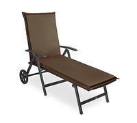sunnypillow Cuscino per Lettino 190 × 60 - Materassino per Sdraio da Giardino, Spesso 9 cm - Outdoor, Impermeabile, Resistente ai Raggi UV - Cuscino per Lettino Prendisole e Sedia a Sdraio - Marrone