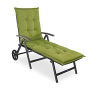sunnypillow Cuscino per Lettino 190 × 60 - Materassino per Sdraio da Giardino, Spesso 9 cm - Outdoor, Impermeabile, Resistente ai Raggi UV - Cuscino per Lettino Prendisole e Sedia a Sdraio - Verde