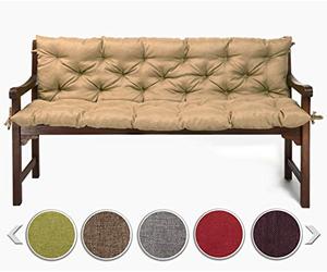 sunnypillow Cuscino per Panca da Esterno e Interno - 130 x 50 x 50 cm - Cuscini per Altalena, Balcone - Panchina da Giardino per Sedia - Seduta e Schienale per Mobili da Giardino - Beige