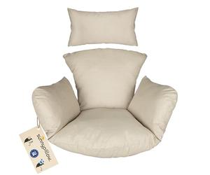 sunnypillow Cuscino per Poltrona Sospesa - Interno ed Esterno - Imbottitura per Sedia Pensile in Rattan - Cuscino per Poltrona a Uovo - Spesso 15 cm, Resistente ai Raggi UV, Impermeabile - Cremoso