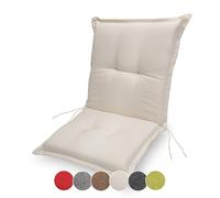 sunnypillow Cuscino per Sedia da Giardino con Schienale Basso - 100 x 50 Spesso 9 cm - per Interni ed Esterni - Impermeabile e Resistente ai Raggi UV - Made in EU - Cremoso