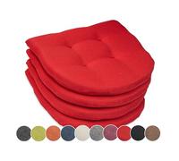 sunnypillow Set da 4 Cuscini Sedie Cucina - 40 x 40 x 5cm - Seduta Per uso Interno ed Esterno - Cuscini Sedia da Giardino Cuscini Coprisedie Cuscino - Rosso