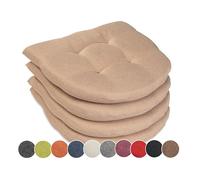sunnypillow Set da 4 Cuscini Sedie Cucina - 40 x 40 x 5cm - Seduta Per uso Interno ed Esterno - Cuscini Sedia da Giardino Cuscini Coprisedie Cuscino - Beige