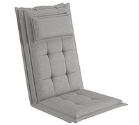 sunnypillow Set di 2 Cuscini per Sedia da Giardino con Schienale Alto - 120 x 50 Spesso 9 cm - per Interni ed Esterni - con Poggiatesta Rimovibile, Impermeabile e Resistente ai Raggi UV - Grigio