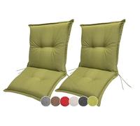 sunnypillow Set di 2 Cuscini per Sedia da Giardino con Schienale Basso - 100 x 50 Spesso 9 cm - per Interni ed Esterni - Impermeabile e Resistente ai Raggi UV - Made in EU - Verde