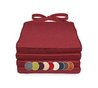 sunnypillow Set di 4 Cuscini per Sedia 40 x 45 cm - Rosso | Cuscini da Esterno Confortevoli con Lacci - Spessore 5 cm - con Fodera Removibile - Cuscini Sedie Giardino Mobili Rattan