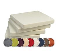 sunnypillow Set di 4 Cuscini per Sedia con Nastri - 40 x 40 cm - Comodi Cuscini da 3 cm di Spessore, per Sedie/Panche in Casa e in Giardino - Seduta Per uso Interno ed Esterno - Cremoso