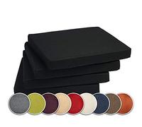 sunnypillow Set di 4 Cuscini per Sedia con Nastri - 40 x 40 cm - Comodi Cuscini da 3 cm di Spessore, per Sedie/Panche in Casa e in Giardino - Seduta Per uso Interno ed Esterno - Nero