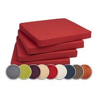 sunnypillow Set di 4 Cuscini per Sedia con Nastri - 40 x 40 cm - Comodi Cuscini da 3 cm di Spessore, per Sedie/Panche in Casa e in Giardino - Seduta Per uso Interno ed Esterno - Rosso