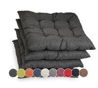 sunnypillow Set di 4 Cuscini per Sedia con Nastri - 45 x 45 cm - Comodi Cuscini da 8 cm di Spessore, per Sedie/Panche in Casa e in Giardino - Seduta Per uso Interno ed Esterno - Antracite
