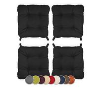 sunnypillow Set di 4 Cuscini per Sedia Cucina - con Chiusura in Strappo - Cuscini per Seduta da Sedia - Per uso Interno ed Esterno - Dimensioni: 40 (anteriori) 35 (posteriore) x 40 x 8 cm - Nero