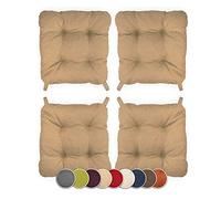 sunnypillow Set di 4 Cuscini per Sedia Cucina - con Chiusura in Strappo - Cuscini per Seduta da Sedia - Per uso Interno ed Esterno - Dimensioni: 40 (anteriori) 35 (posteriore) x 40 x 8 cm - Beige