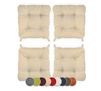 sunnypillow Set di 4 Cuscini per Sedia Cucina - con Chiusura in Strappo - Cuscini per Seduta da Sedia - Per uso Interno ed Esterno - Dimensioni: 40 (anteriori) 35 (posteriore) x 40 x 8 cm - Cremoso
