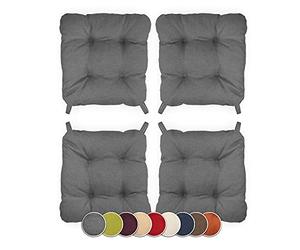 sunnypillow Set di 4 Cuscini per Sedia Cucina - con Chiusura in Strappo - Cuscini per Seduta da Sedia - Per uso Interno ed Esterno - Dimensioni: 40 (anteriori) 35 (posteriore) x 40 x 8 cm - Grigio
