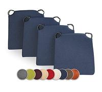 sunnypillow Set di 4 Cuscini per Sedia Cucina - con Chiusura in Velcro - Cuscini per Seduta da Sedia - Per uso Interno ed Esterno - Dimensioni: 42 (davanti) - 35 (dietro) x 40 x 5 cm - Blu